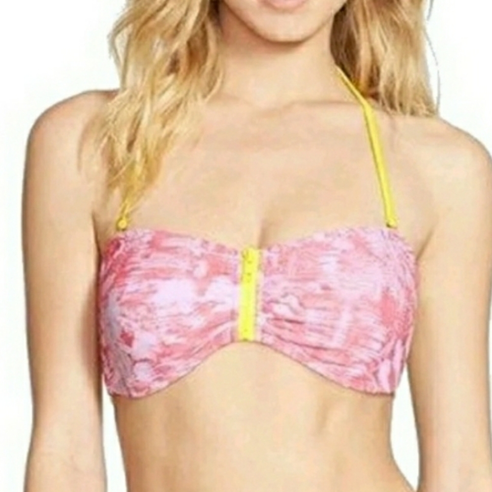 BP strapless bikini top pink & yellow.